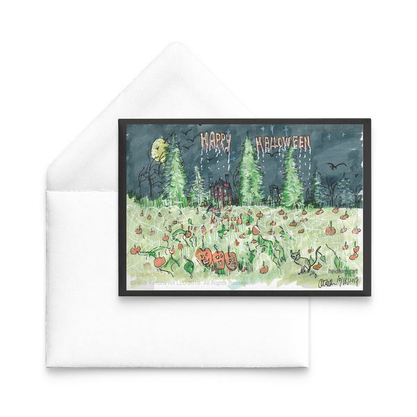 Halloween Greeting Flat Post Card Pumpkin Patch Pacific Northwest Inspired, Sets of 10 pcs, 30pcs, 50 pcs-Cards-Heidi Kimura Art LLC