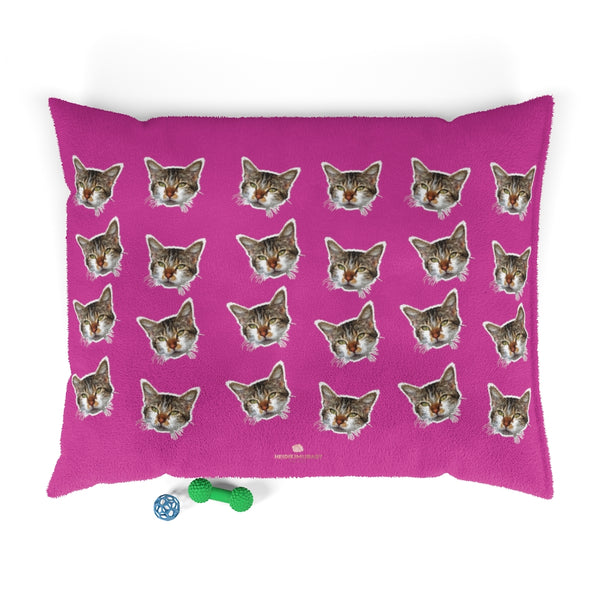 Hot Pink Cat Pet Bed, Solid Color Machine-Washable Pet Pillow With Zippers-Printed in USA-Pets-Printify-50x40-Heidi Kimura Art LLC