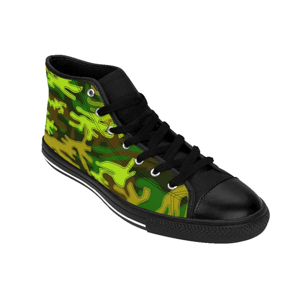 Green Camo Women's Sneakers, Military Print Designer High-top Sneakers Tennis Shoes-Shoes-Printify-Heidi Kimura Art LLCGreen Camo Women's Sneakers, Army Military Camouflage Print 5" Calf Height Women's High-Top Sneakers Running Canvas Shoes (US Size: 6-12)