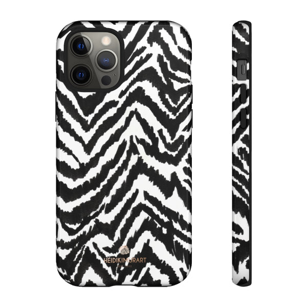 White Tiger Stripe Phone Case, Animal Print Best Tough Designer Phone Case -Made in USA-Phone Case-Printify-iPhone 12 Pro-Glossy-Heidi Kimura Art LLC