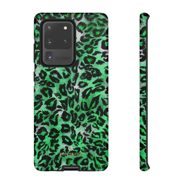 Green Leopard Phone Case, Animal Print Tough Designer Phone Case -Made in USA-Phone Case-Printify-Samsung Galaxy S20 Ultra-Glossy-Heidi Kimura Art LLC