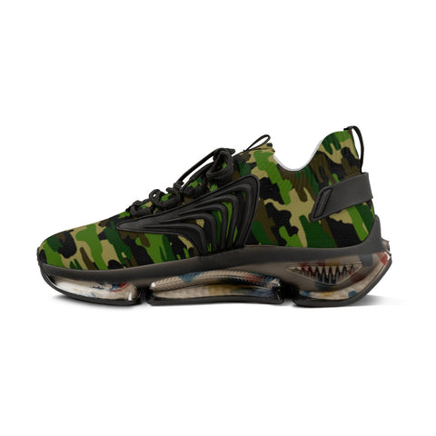 Green Camo Print Men's Shoes, Comfy Green Camouflaged Army Print Comfy Men's Mesh-Knit Designer Premium Laced Up Breathable Comfy Sports Sneakers Shoes (US Size: 5-12)