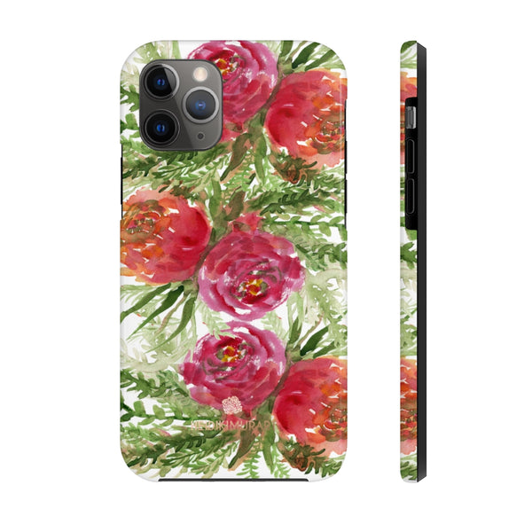 Red Orange Floral Print Phone Case, Flower Case Mate Tough Phone Cases-Made in USA - Heidikimurart Limited 