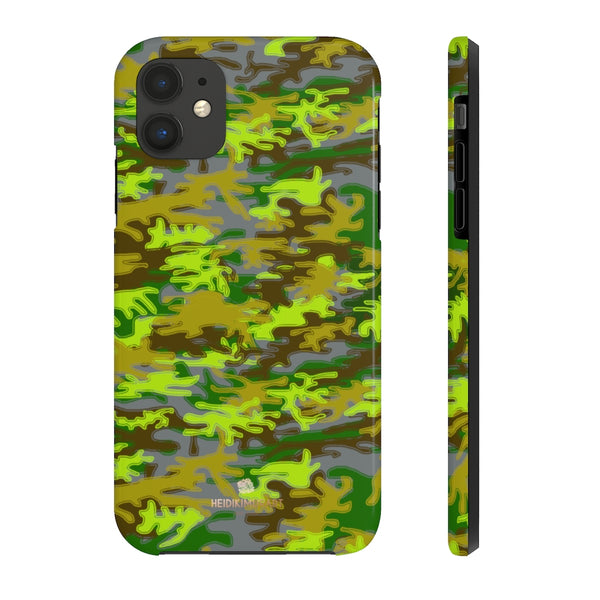 Grey Green Camo iPhone Case, Case Mate Tough Samsung Galaxy Phone Cases-Phone Case-Printify-iPhone 11-Heidi Kimura Art LLC
