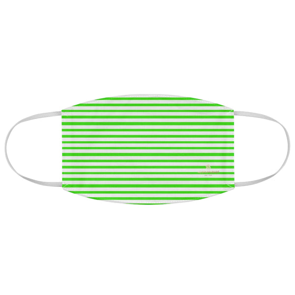 Green Horizontally Striped Face Mask, Designer Horizontally Stripes Fashion Face Mask For Men/ Women, Designer Premium Quality Modern Polyester Fashion 7.25" x 4.63" Fabric Non-Medical Reusable Washable Chic One-Size Face Mask With 2 Layers For Adults With Elastic Loops-Made in USA