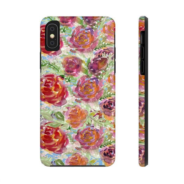 Blue Garden Rose Floral Print Phone Case, Flower Case Mate Tough Phone Cases-Made in USA - Heidikimurart Limited 