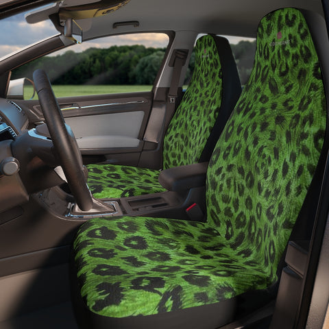 Green Leopard Car Seat Covers, Leopard Animal Print 2-Pcs Set (48.03" × 18.50") Polyester Car Seat Covers, Best Car Accessories Essential Premium Quality Best Soft Luxury Car Seat - 2 Pack For Your Car Seat Protection, Car Seat Protectors, Designer Car Seat Accessories, Pair of 2 Front Seat Covers, Custom Seat Covers, Luxury Car Seat Covers, Best Car Seat Covers