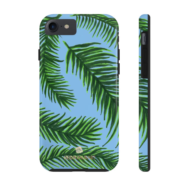 Pastel Blue Tropical Print Phone Case, Palm Leaf Case Mate Tough Phone Cases-Made in USA - Heidikimurart Limited 
