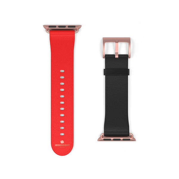 Hot Red Black Dual Solid Color 38 mm/42 mm Watch Band For Apple Watch- Made in USA-Watch Band-38 mm-Rose Gold Matte-Heidi Kimura Art LLC