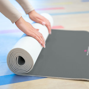 Charcoal Grey Foam Yoga Mat, Solid Grey Color Modern Minimalist Print Best Fashion Stylish Lightweight 0.25" thick Best Designer Gym or Exercise Sports Athletic Yoga Mat Workout Equipment - Printed in USA (Size: 24″x72")