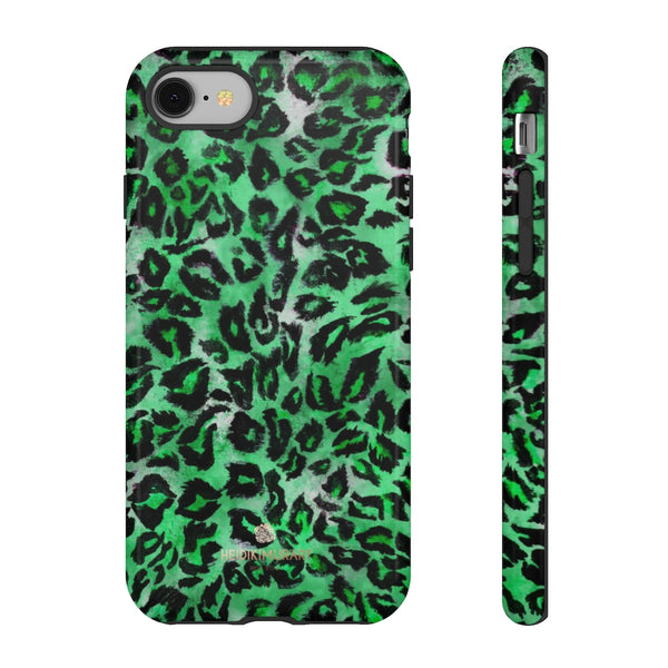 Green Leopard Phone Case, Animal Print Tough Designer Phone Case -Made in USA-Phone Case-Printify-iPhone 8-Glossy-Heidi Kimura Art LLC