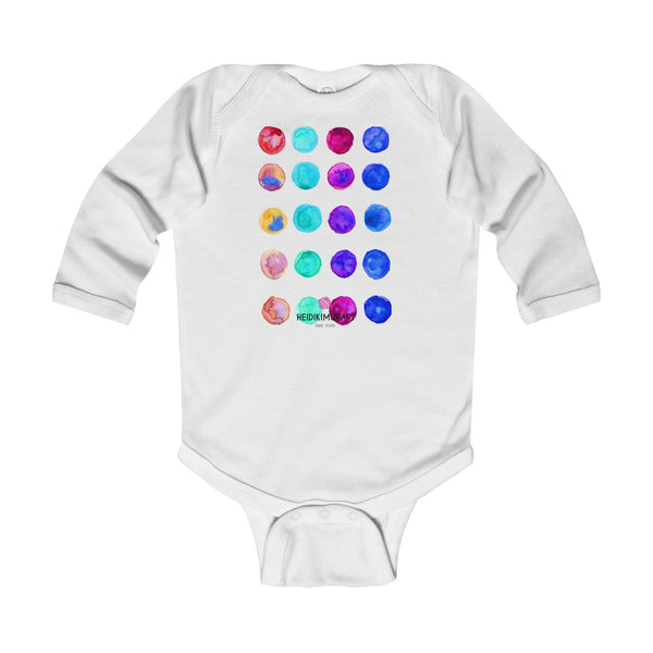 Polka Dots Printed Cute Super Soft Cotton Infant Long Sleeve Bodysuit - Made in UK-Kids clothes-White-12M-Heidi Kimura Art LLC