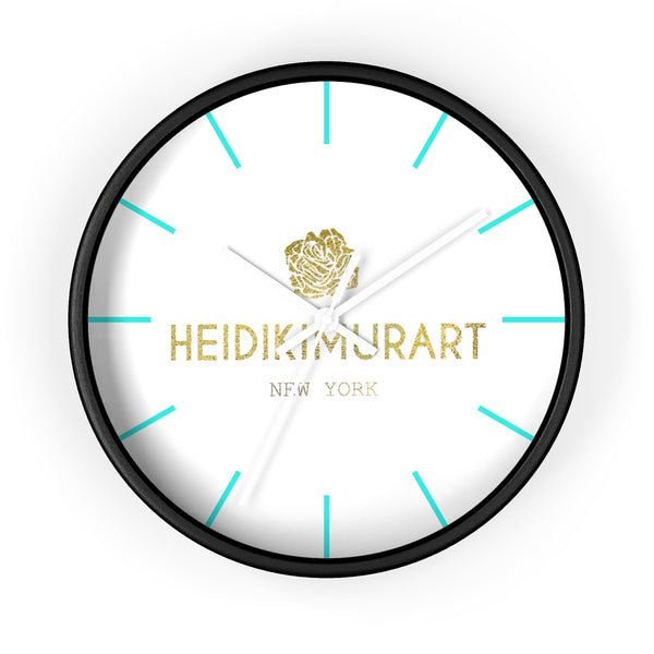 Heidi Kimura Art in Gold Foil Color 10 inch Diameter Wall Clock - Made in USA-Wall Clock-Black-White-Heidi Kimura Art LLC