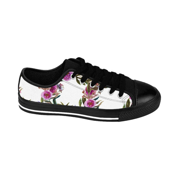 Purple Rose Print Women's Sneakers