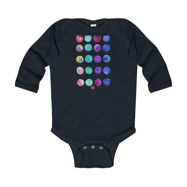 Polka Dots Watercolor Print Baby's Infant Long Sleeve Bodysuit - Made in UK-Kids clothes-Black-12M-Heidi Kimura Art LLC