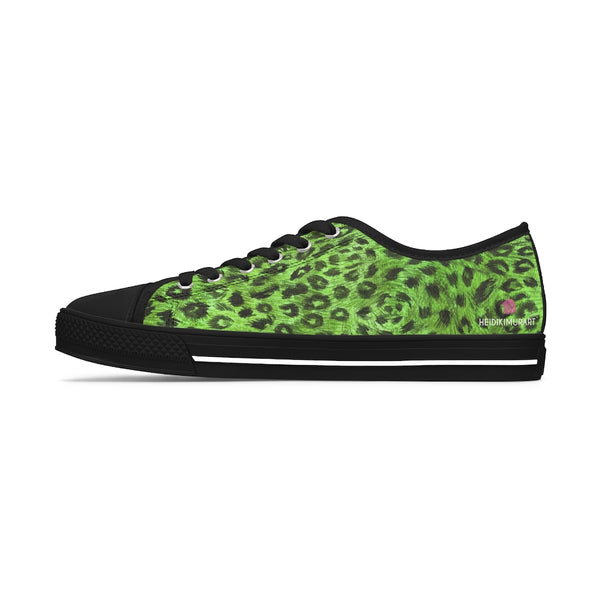 Green Leopard Ladies' Sneakers, Green Leopard Animal Print Basic Essential Women's Low Top Sneakers Tennis Shoes, Canvas Fashion Sneakers With Durable Rubber Outsoles and Shock-Absorbing Layer and Memory Foam Insoles (US Size: 5.5-12)