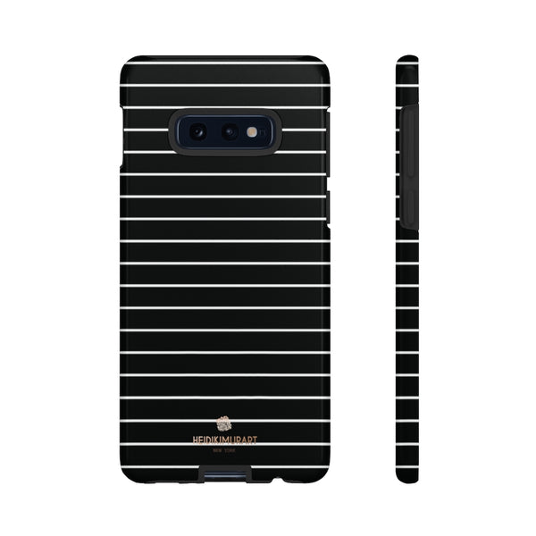 Black White Striped Tough Cases, Designer Phone Case-Made in USA-Phone Case-Printify-Samsung Galaxy S10E-Glossy-Heidi Kimura Art LLC
