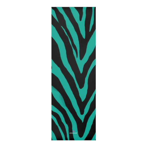 Green Zebra Foam Yoga Mat, Green and Black Animal Print Wild & Fun Stylish Lightweight 0.25" thick Best Designer Gym or Exercise Sports Athletic Yoga Mat Workout Equipment - Printed in USA (Size: 24″x72")
