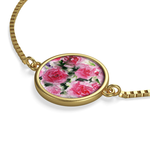 Classical Light Pink French Rose 18K Gold/Sterling Silver Plated Box Chain Bracelet-Bracelet-Heidi Kimura Art LLC