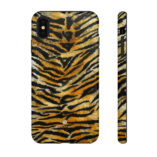 Tiger Stripe Print Phone Case, Animal Print Tough Designer Phone Case -Made in USA-Phone Case-Printify-iPhone XS MAX-Glossy-Heidi Kimura Art LLC