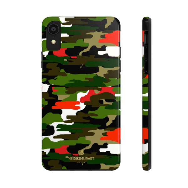 Red Green Camo iPhone Case, Classic Army Camouflage Case Mate Tough Phone Cases-Phone Case-Printify-iPhone XR-Heidi Kimura Art LLC