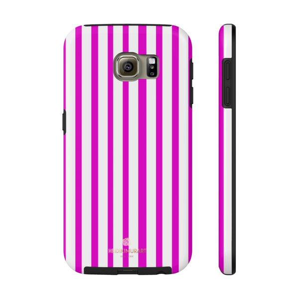 Pink Striped iPhone Case, Designer Case Mate Tough Samsung Galaxy Phone Cases-Phone Case-Printify-Samsung Galaxy S6 Tough-Heidi Kimura Art LLC