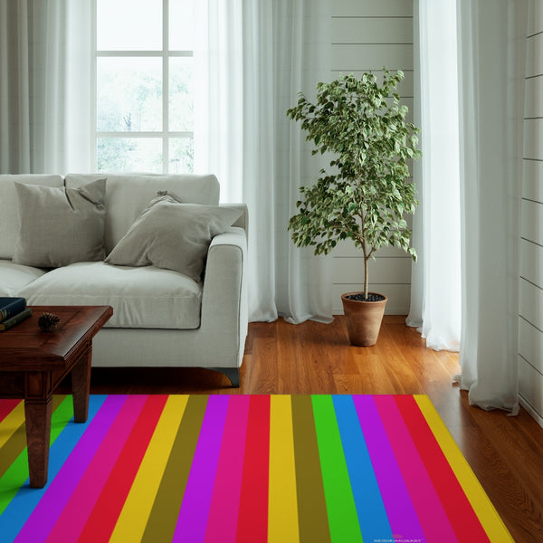 Rainbow Striped Print Dornier Rug