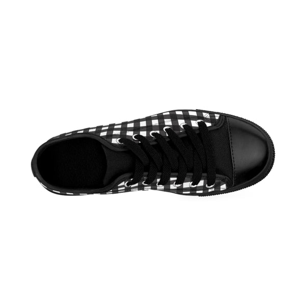 Black White Buffalo Women's Sneakers, Plaid Print Designer Low Top Women's Canvas Bright Fashion Sneakers Tennis Shoes (US Size: 6-12)