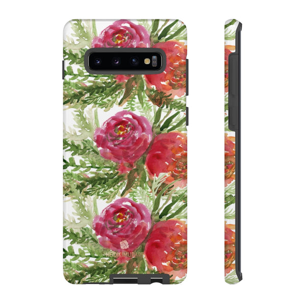 Red Orange Floral Phone Case, Flower Print Tough Designer Phone Case -Made in USA-Phone Case-Printify-Samsung Galaxy S10 Plus-Glossy-Heidi Kimura Art LLC