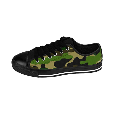 Green Brown Camo Women's Sneakers, Green and Brown Army Military Camouflage Printed Designer Best Fashion Low Top Canvas Lightweight Premium Quality Women's Sneakers (US Size: 6-12)