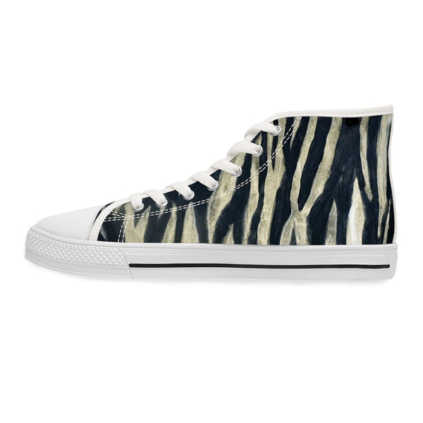 Black Tiger Ladies' High Tops, Tiger Striped Best Women's High Top Sneakers