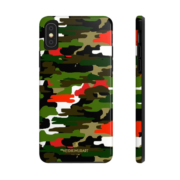 Red Green Camo iPhone Case, Classic Army Camouflage Case Mate Tough Phone Cases-Phone Case-Printify-iPhone XS-Heidi Kimura Art LLC