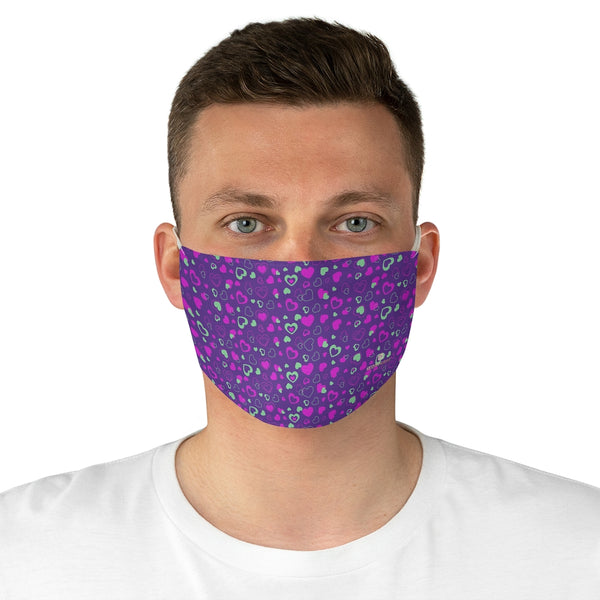 Purple Pink Hearts Face Mask, Adult Heart Pattern Fabric Face Mask-Made in USA-Accessories-Printify-One size-Heidi Kimura Art LLC Purple Pink Hearts Face Mask, Valentine's Day Adult Heart Pattern Designer Fashion Face Mask For Men/ Women, Designer Premium Quality Modern Polyester Fashion 7.25" x 4.63" Fabric Non-Medical Reusable Washable Chic One-Size Face Mask With 2 Layers For Adults With Elastic Loops-Made in USA