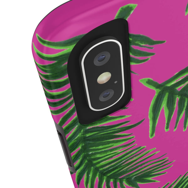 Hot Pink Tropical Print Phone Case, Palm Leaf Case Mate Tough Phone Cases-Made in USA - Heidikimurart Limited 