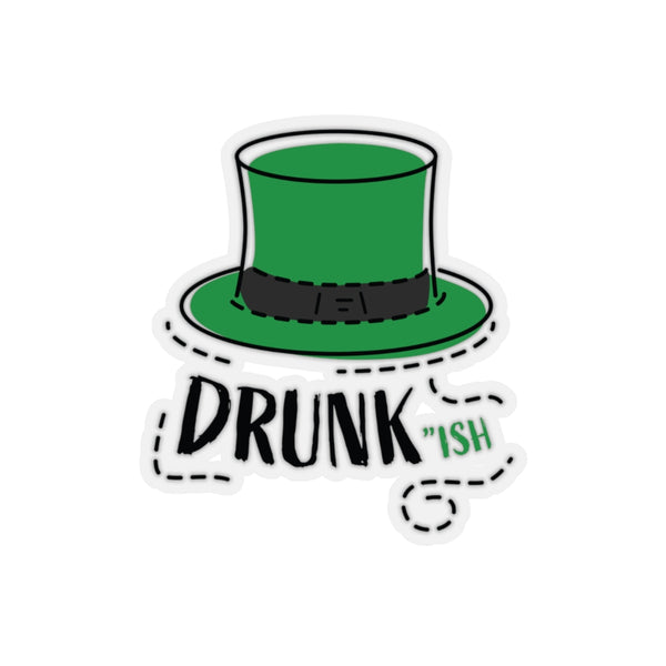 Funny Green Irish Hat Drunkish Print St. Patrick's Day Kiss-Cut Stickers- Made in USA-Kiss-Cut Stickers-2x2"-Transparent-Heidi Kimura Art LLC