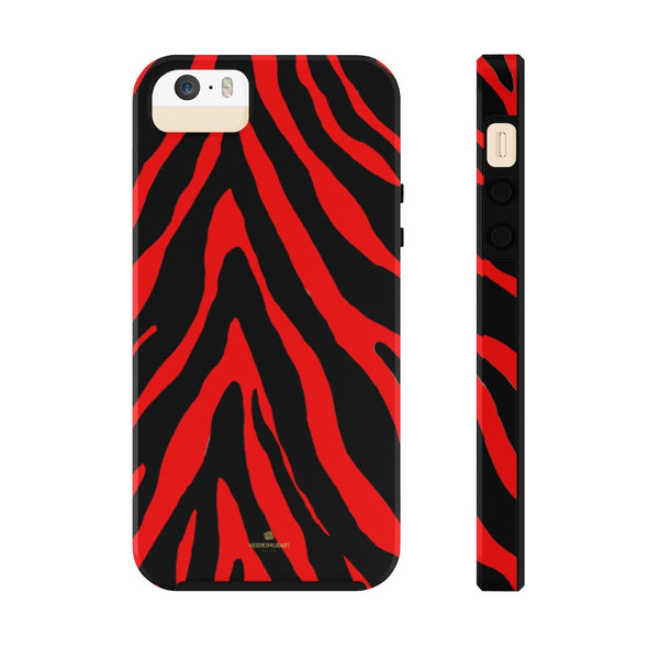 Red Zebra Stripe iPhone Case, Case Mate Tough Samsung Galaxy Phone Cases-Phone Case-Printify-iPhone 5/5s/5se Tough-Heidi Kimura Art LLC