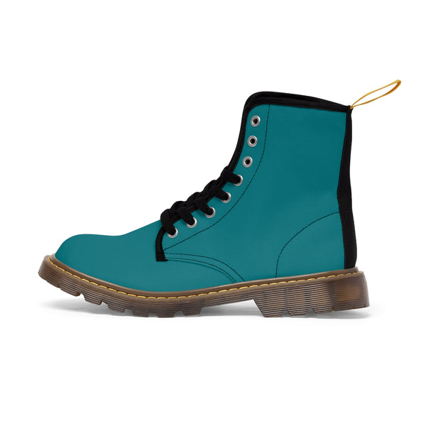 Blue Teal Classic Solid Color Designer Comfy Women's Winter Lace-up Toe Cap Boots-Women's Boots-Brown-US 10-Heidi Kimura Art LLC Blue Teal Women's Boots, Blue Teal Classic Solid Color Comfortable Designer Women's Winter Lace-up Toe Cap Combat Winter Blue Ankle Boots, Best Blue Boots For Women, Hiking Boots, Hiker's Boots (US Size 6.5-11)