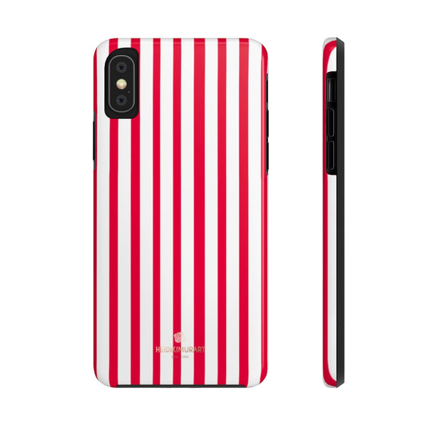 Red Striped iPhone Case, Designer Case Mate Tough Samsung Galaxy Phone Cases-Phone Case-Printify-iPhone X Tough-Heidi Kimura Art LLC
