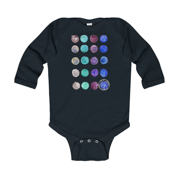 Polka Dots Infant Long Sleeve Bodysuit - Made in United Kingdom (UK Size: 6M-24M)-Kids clothes-Black-12M-Heidi Kimura Art LLC