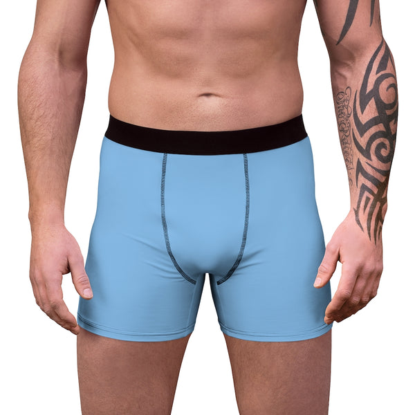 Light Blue Men's Boxer Briefs, Elastic Modern Minimailsit Basic Essential Sexy Underwear For Men-All Over Prints-Printify-Heidi Kimura Art LLC