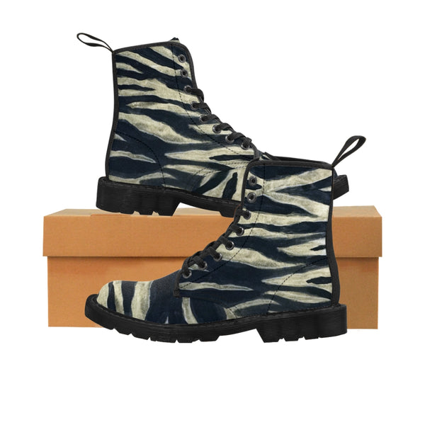 Tiger Striped Print Ladies' Boots, Designer Animal Print  Printed Fashion Boots For Ladies, Modern Essential Casual Fashion Hiking Boots, Canvas Hiker's Shoes For Mountain Lovers, Stylish Premium Combat Boots, Designer Women's Winter Lace-up Toe Cap Hiking Boots Shoes For Women (US Size 6.5-11)