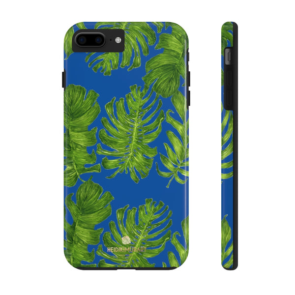 Blue Green Tropical Leaf iPhone Case, Case Mate Tough Samsung Galaxy Phone Cases-Phone Case-Printify-iPhone 7 Plus, iPhone 8 Plus Tough-Heidi Kimura Art LLC