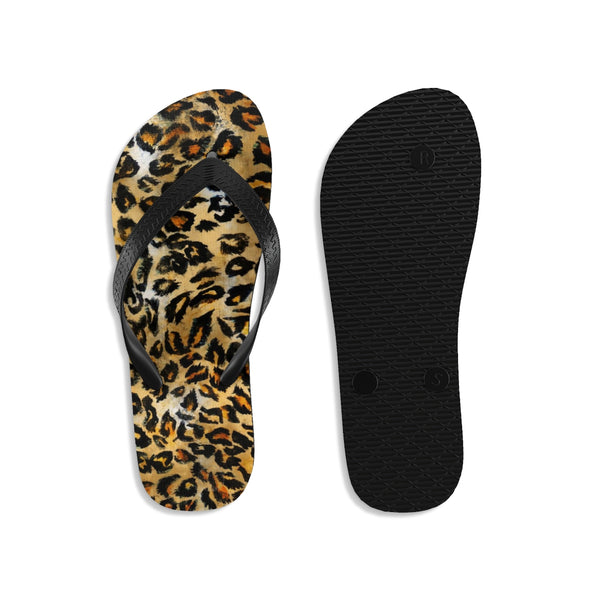 Cute Leopard Wild Animal Print Designer Unisex Flip-Flops - Made in USA (Size: S, M, L)-Flip-Flops-Heidi Kimura Art LLC