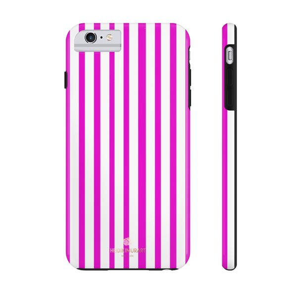 Pink Striped iPhone Case, Designer Case Mate Tough Samsung Galaxy Phone Cases-Phone Case-Printify-iPhone 6/6s Plus Tough-Heidi Kimura Art LLC