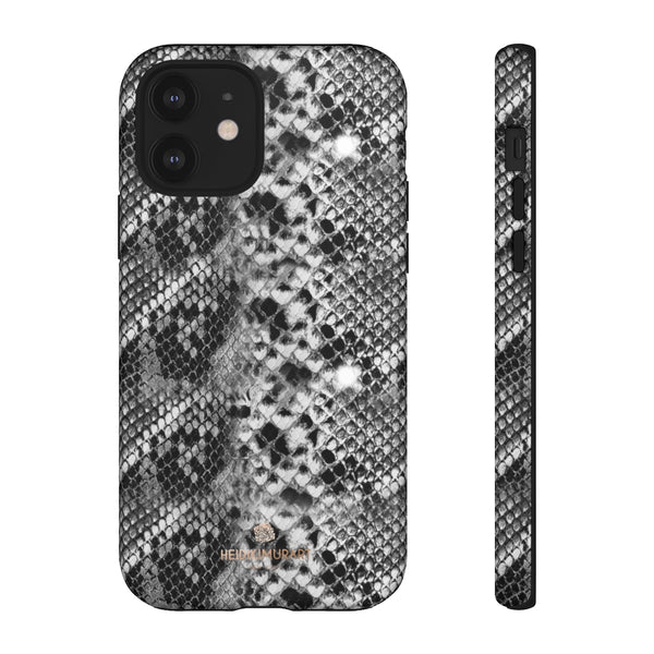 Black Snakeskin Print Tough Cases, Designer Phone Case-Made in USA-Phone Case-Printify-iPhone 12-Matte-Heidi Kimura Art LLC