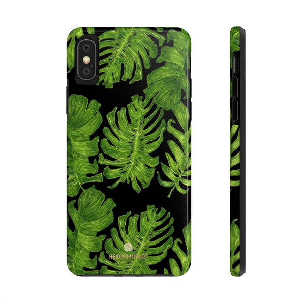 Black Tropical Leaf iPhone Case, Case Mate Tough Samsung Galaxy Phone Cases-Phone Case-Printify-iPhone XS-Heidi Kimura Art LLC