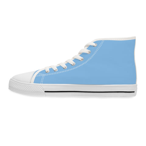 Light Blue Ladies' High Tops, Solid Light Blue Color Best Quality Women's High Top Fashion Canvas Sneakers Tennis Shoes (US Size: 5.5-12)