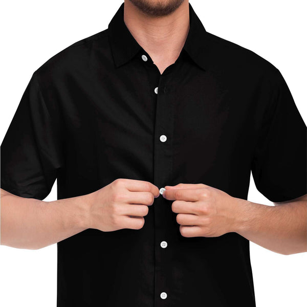 Men's Black Button Down Shirt-Short Sleeve Button Down Shirt - AOP-Subliminator-Heidi Kimura Art LLC