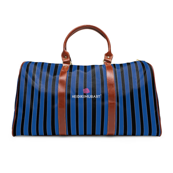 Blue Striped Waterproof Travel Bag