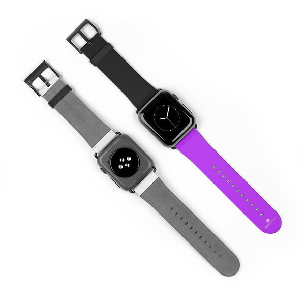 Black Purple Dual Solid Color 38mm/42mm Watch Band For Apple Watch- Made in USA-Watch Band-38 mm-Black Matte-Heidi Kimura Art LLC